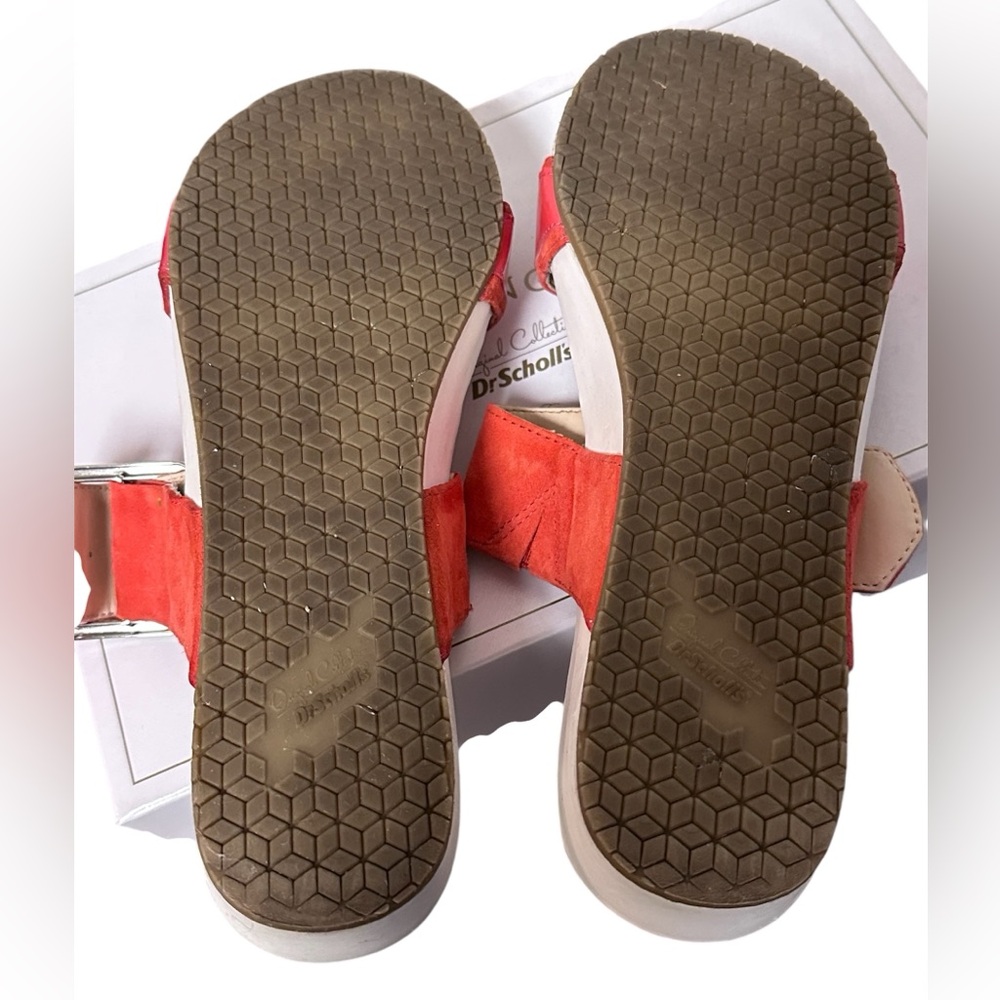 Dr. Scholl’s Original Frill Double Red Leather Strap Sandals with Buckle - Picture 7 of 8